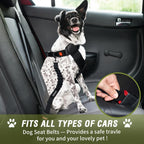 COOYOO Dog Seat Belt,3 Piece Set Retractable Dog Car Harness Adjustable for Vehicle Nylon Pet Safety Heavy Duty & Elastic Set 03-Black+Blue