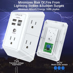 Wall Charger, Surge Protector, QINLIANF 5 Outlet Extender with 4 USB Ports Black 3U1C