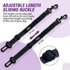 COOYOO Dog Seat Belt,3 Piece Set Retractable Dog Car Harness Adjustable for Vehicle Nylon Pet Safety Heavy Duty & Elastic Set 03-Black+Blue
