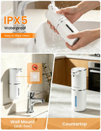 Automatic Soap Dispenser Touchless, USB Rechargeable Hand Soap Dispenser, 4 Adjustable Soap Levels, IPX5 Waterproof, 12.8oz/380ml, Countertop or Wall Mounted for Bathroom and Kitchen, White Liquid