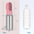 Portable Dog Water Bottle, 14 OZ Stainless Steel Pet Water Dispenser Button switch 14 OZ - Blue