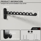 Wall Mounted Clothes Hanger Rack Foldable for Laundry Drying Rack Black Long 2P
