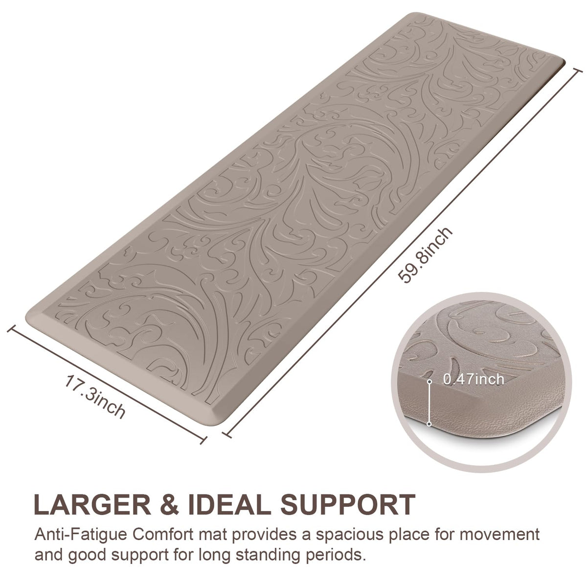 Kitchen Mat Cushioned Anti-Fatigue Comfort Standing Mat Rug for Home,Office Black 1'5" x 2'4" (Rectangular)