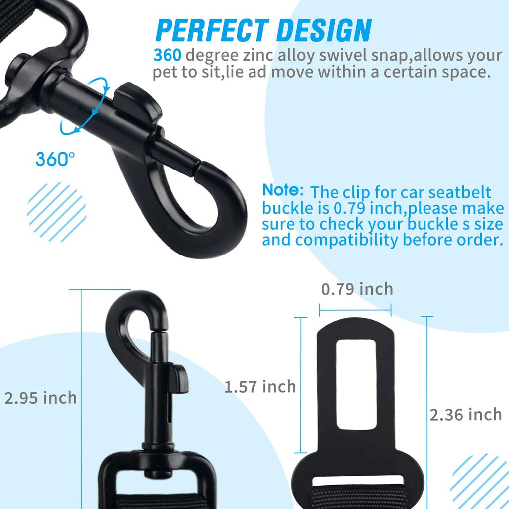 COOYOO Dog Seat Belt,3 Piece Set Retractable Car Harness Adjustable for...