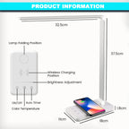 LED Desk Lamp with Wireless Charger, USB Charging Port, Eye Care Black PRO