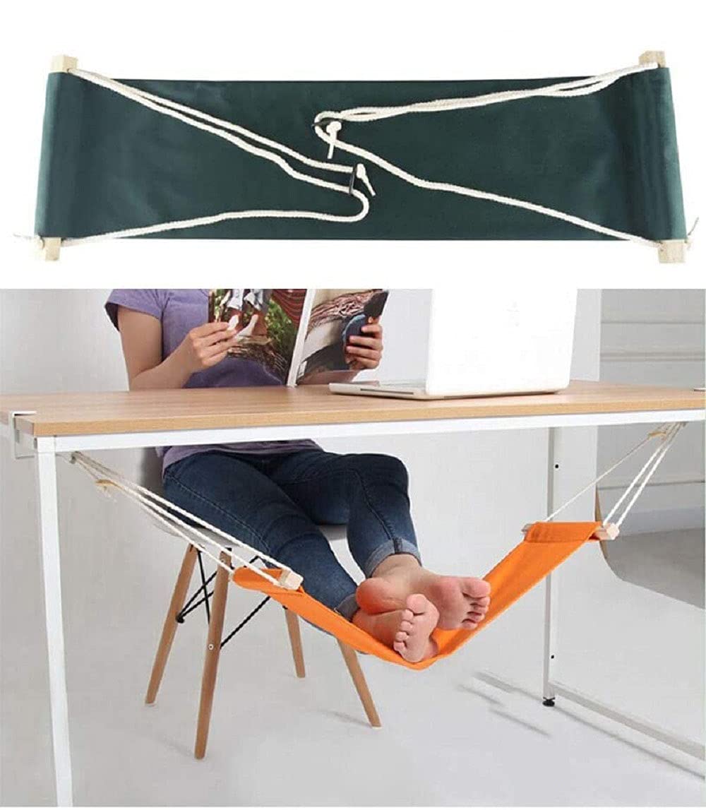 Home-organizer Tech Portable Adjustable Foot Hammock for Corner Desk Office Foot Rest Mini Under Desk Foot Rest Hammock for Home, Office, Airplane, Travel, Study and Relaxing (Dark Green) Dark Green