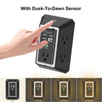 Wall Charger, Surge Protector, QINLIANF 5 Outlet Extender with 4 USB Ports Black 3U1C
