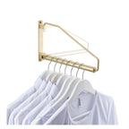 NEWRAIN Folding Wall Mounted Clothes Hanger Rack Clothes Hook Solid Brass with Swing Arm Holder Clothing Hanging System Closet Storage Organizer Heavy Duty Drying Rack Wall Mount,Brushed Gold Triangle Brushed Gold