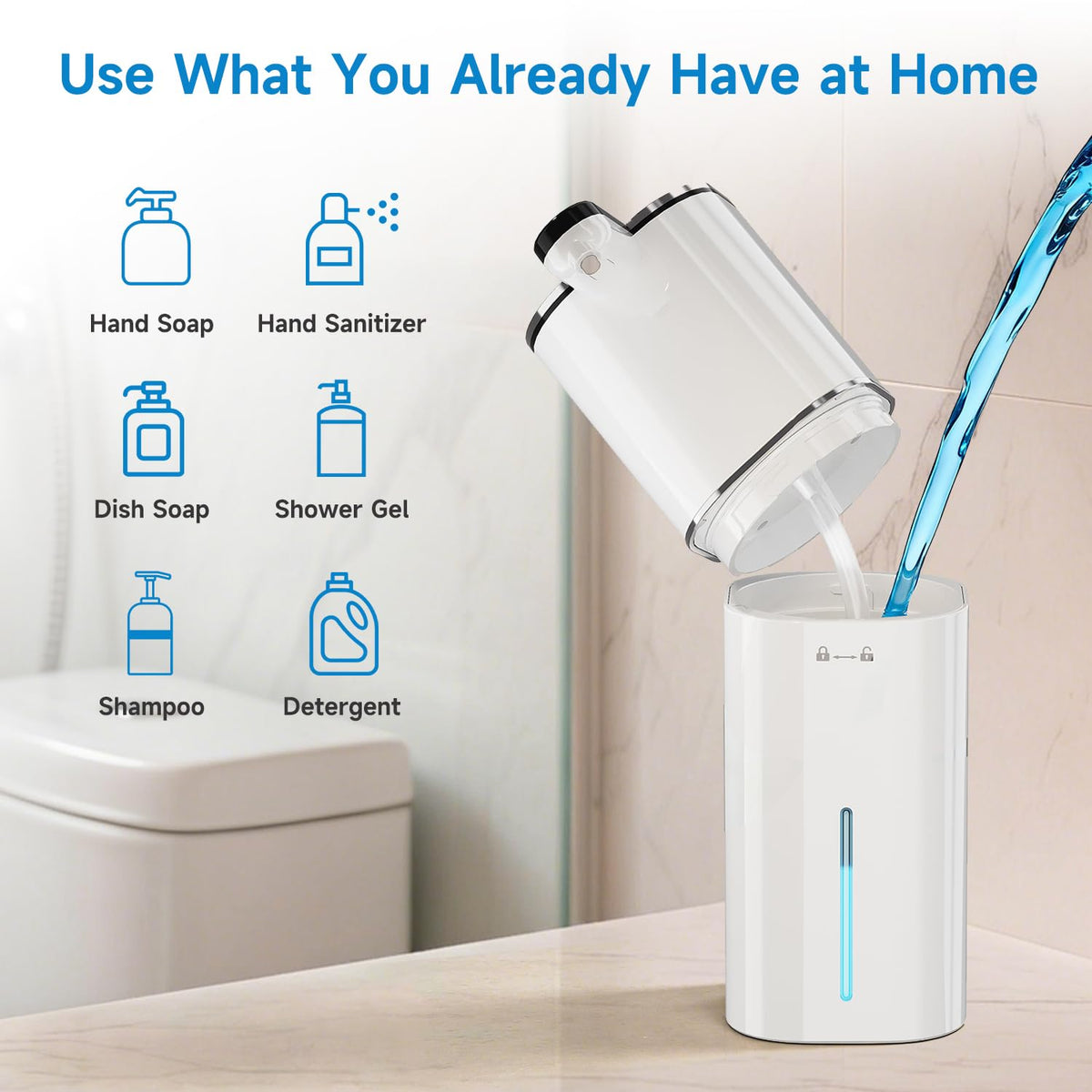 Automatic Liquid Soap Dispenser Touchless, Hands Free for Bathroom Kitchen White