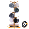 Mug Holder Tree, Upgraded 360° Rotated 8 Hooks Coffee Mug Holders for Counter, Bamboo Mug Rack Stand for Coffee Bar Accessories