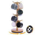 Mug Holder Tree, Upgraded 360° Rotated 8 Hooks Coffee Mug Holders for Counter, Bamboo Mug Rack Stand for Coffee Bar Accessories