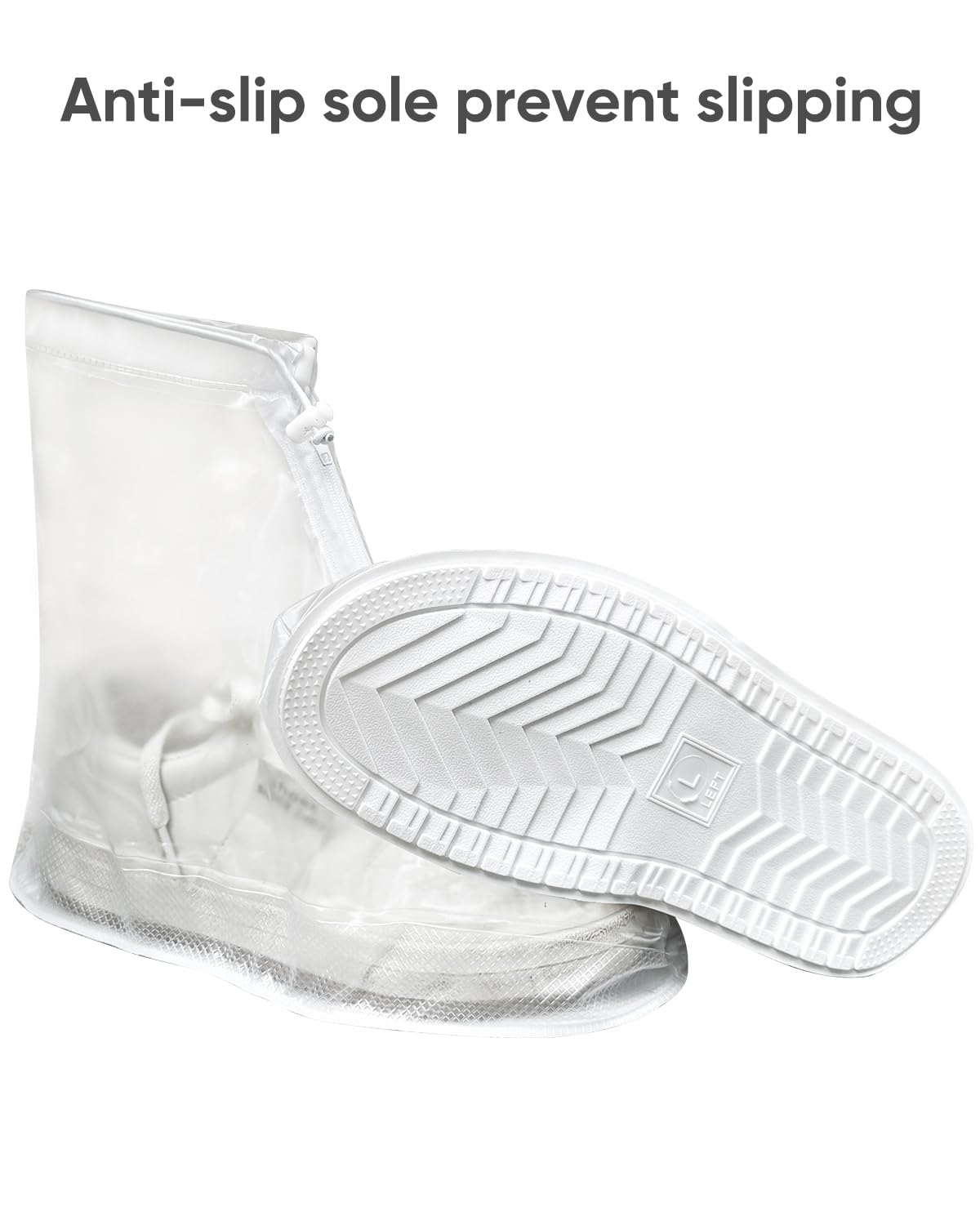 Waterproof Shoe Covers, Rain Shoe Covers, Transparent Reusable Non Slip Shoe Cover for Outdoor Women and Men Large Transprent