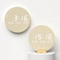 mooas Wood Moon Cordless Mini Digital LED Wall Clock, Date, Temperature Wood Moon (Cordless Mini)