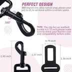 COOYOO Dog Seat Belt,3 Piece Set Retractable Dog Car Harness Adjustable for Vehicle Nylon Pet Safety Heavy Duty & Elastic Set 03-Black+Blue