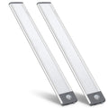 LED Motion Sensor Light,Under Counter Lighting, Wireless USB Rechargeable Kitchen Night Lights,Battery Powered Operated Light,54-LED Light for Wardrobe,Closets,Cabinet,Cupboard, 2 Count (Pack of 1) Silver-white Light 54 LED