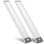 LED Motion Sensor Light,Under Counter Lighting, Wireless USB Rechargeable Kitchen Night Lights,Battery Powered Operated Light,54-LED Light for Wardrobe,Closets,Cabinet,Cupboard, 2 Count (Pack of 1) Silver-white Light 54 LED