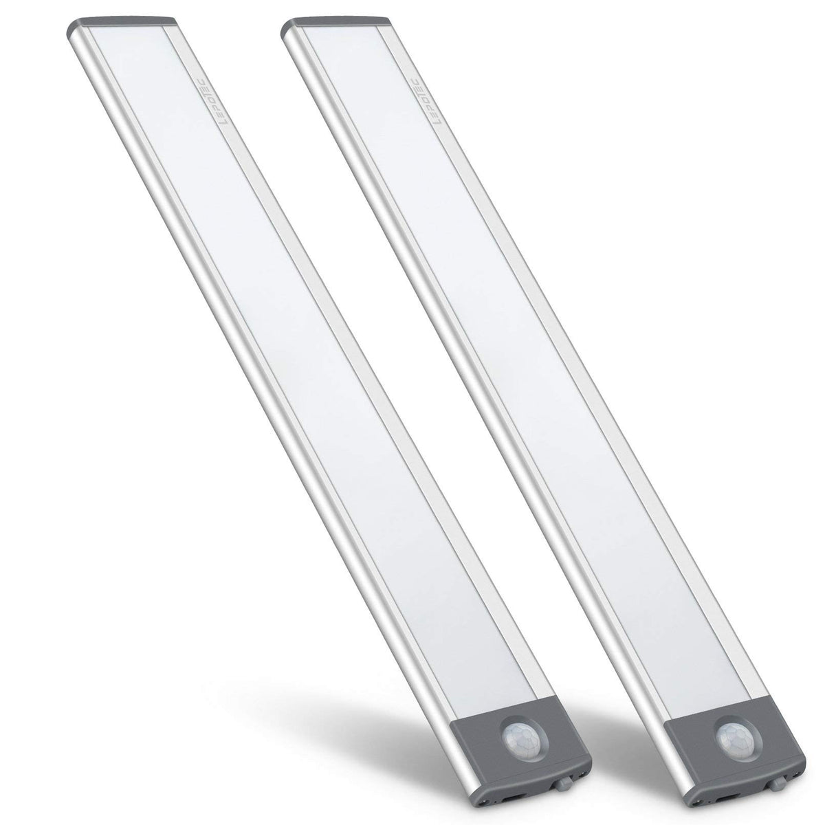 LED Motion Sensor Light,Under Counter Lighting, Wireless USB Rechargeable Kitchen Night Lights,Battery Powered Operated Light,54-LED Light for Wardrobe,Closets,Cabinet,Cupboard, 2 Count (Pack of 1) Silver-white Light 54 LED