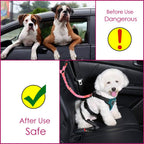 Lukovee Dog Car Seat Belt, 2 Pack, Headrest Restraint, Headrest A.Fluorescent Pink Headrest, 2 Pcs