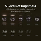 mooas Wood Moon Cordless Mini Digital LED Wall Clock, Date, Temperature Wood Moon (Cordless Mini)
