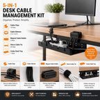 DC 5-in-1 Under Desk Cable Management Kit - Cord Organizer