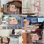 Bedside Caddy Organizer 5 Pockets and 4 Hooks for Bunk Bed Black