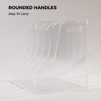 Acrylic Magazine File Holder, 4 Vertical Compartments Desk Document Sorter Organizer, Clear Folder Rack Binder for Office/Home/Classroom, for Documents, Tablet, Magazines, Books & Accessories B5, 4 Sections