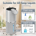 Automatic Soap Dispenser, Foaming Soap Dispenser Touchless with Continuous Dispensing, 4-Level Adjustable, Rechargeable Hand Soap Dispensers, Wall Mounted or Countertop for Bathroom & Kitchen Gold
