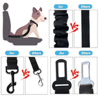 COOYOO Dog Seat Belt,3 Piece Set Retractable Dog Car Harness Adjustable for Vehicle Nylon Pet Safety Heavy Duty & Elastic Set 03-Black+Blue