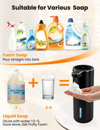 Automatic Soap Dispenser Touchless, USB Rechargeable Hand Soap Dispenser, 4 Adjustable Soap Levels, IPX5 Waterproof, 12.8oz/380ml, Countertop or Wall Mounted for Bathroom and Kitchen, White Liquid