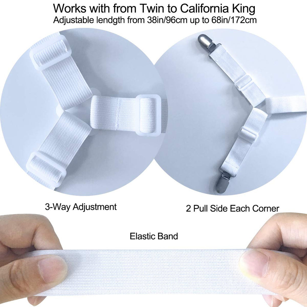 Siaomo Bed Sheet Fasteners Straps - 2 Way Adjustable Crisscross Corner...