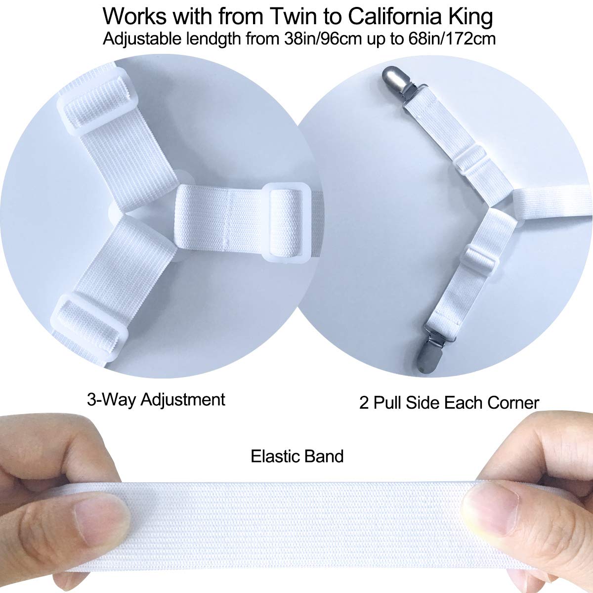 Siaomo Bed Sheet Fasteners Straps - 2 Way Adjustable Crisscross Corner...