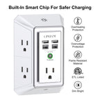 Wall Charger, Surge Protector, QINLIANF 5 Outlet Extender with 4 USB Ports Black 3U1C