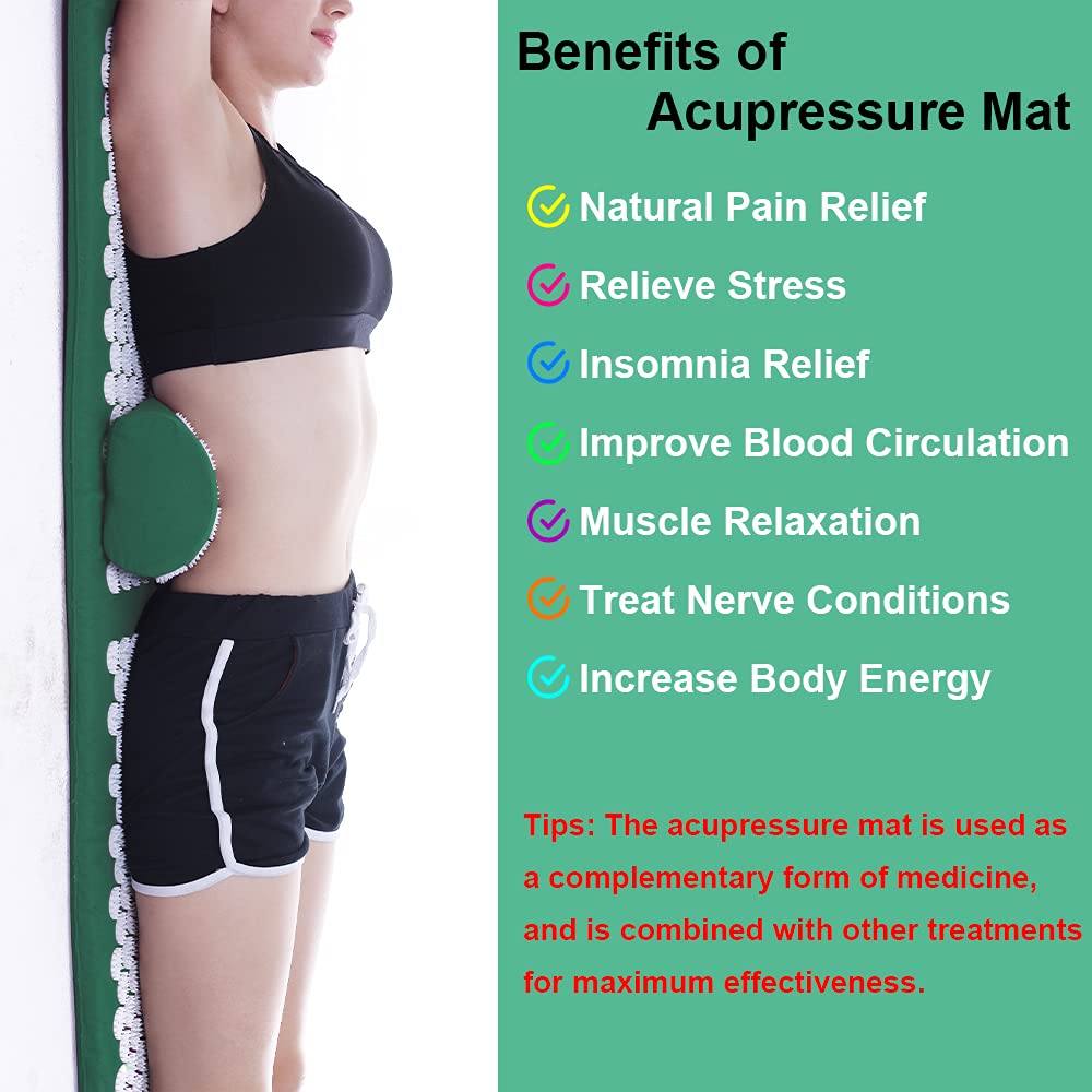 Acupressure Mat and Pillow Set with Carry Bag