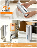 Automatic Soap Dispenser Touchless, USB Rechargeable Hand Soap Dispenser, 4 Adjustable Soap Levels, IPX5 Waterproof, 12.8oz/380ml, Countertop or Wall Mounted for Bathroom and Kitchen, White Liquid
