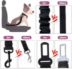 COOYOO Dog Seat Belt,3 Piece Set Retractable Dog Car Harness Adjustable for Vehicle Nylon Pet Safety Heavy Duty & Elastic Set 03-Black+Blue