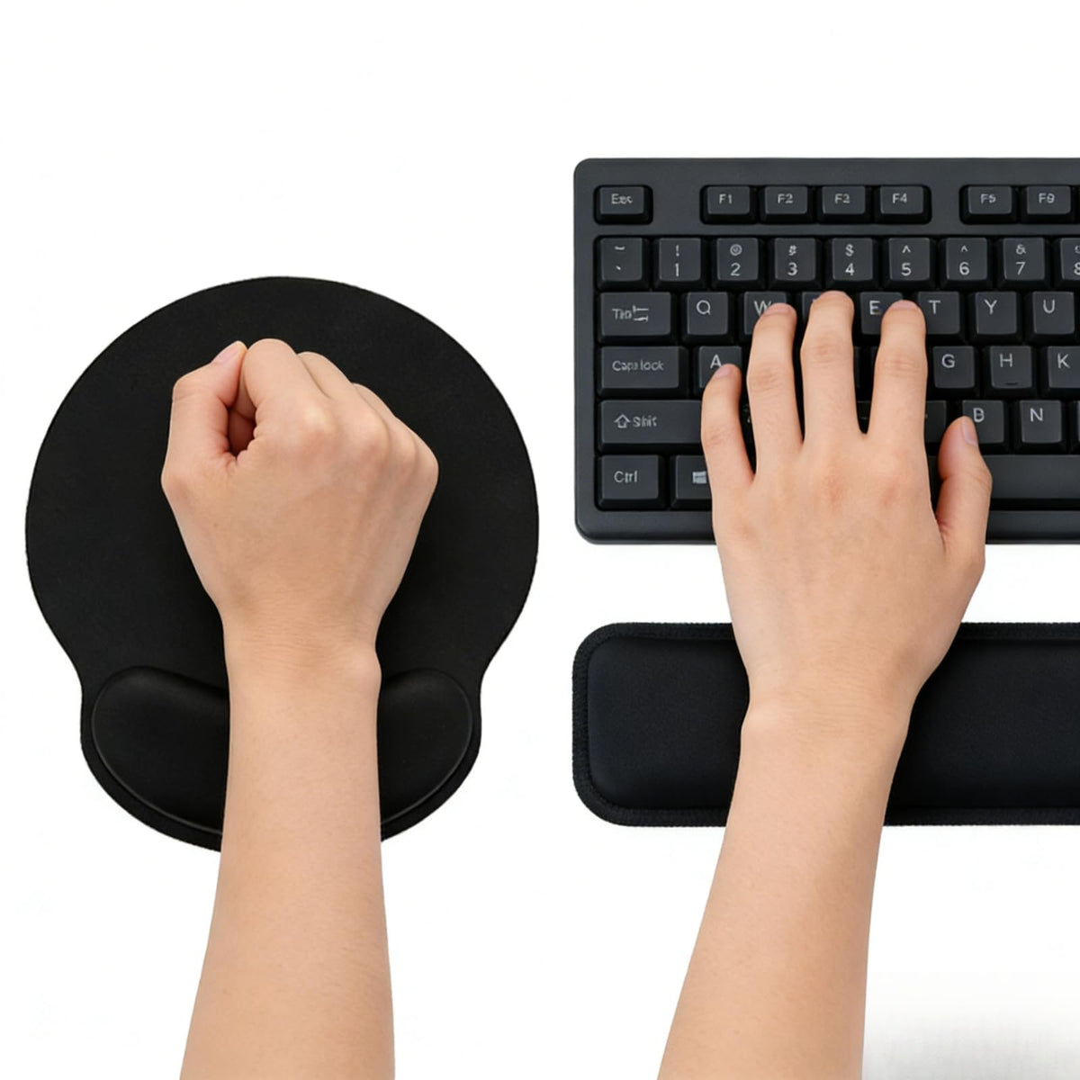 2-Pack Memory Foam Keyboard and Mouse Wrist Rest Pad Set, Ergonomic Gel-Infused, Non-Slip, Pain Relief for Carpal Tunnel