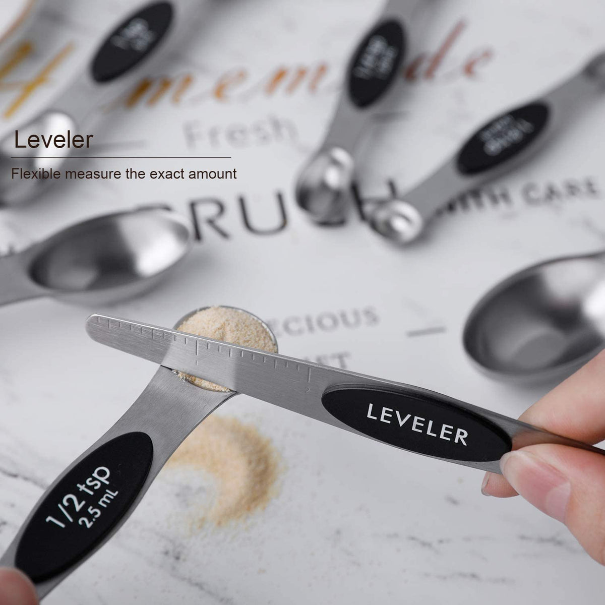 Magnetic Stainless Steel Dual-Sided Measuring Spoons Set