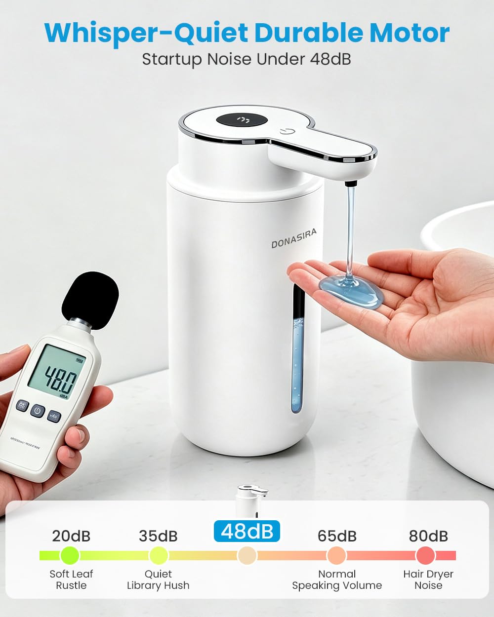 Touchless Automatic Liquid Soap Dispenser, Rechargeable White