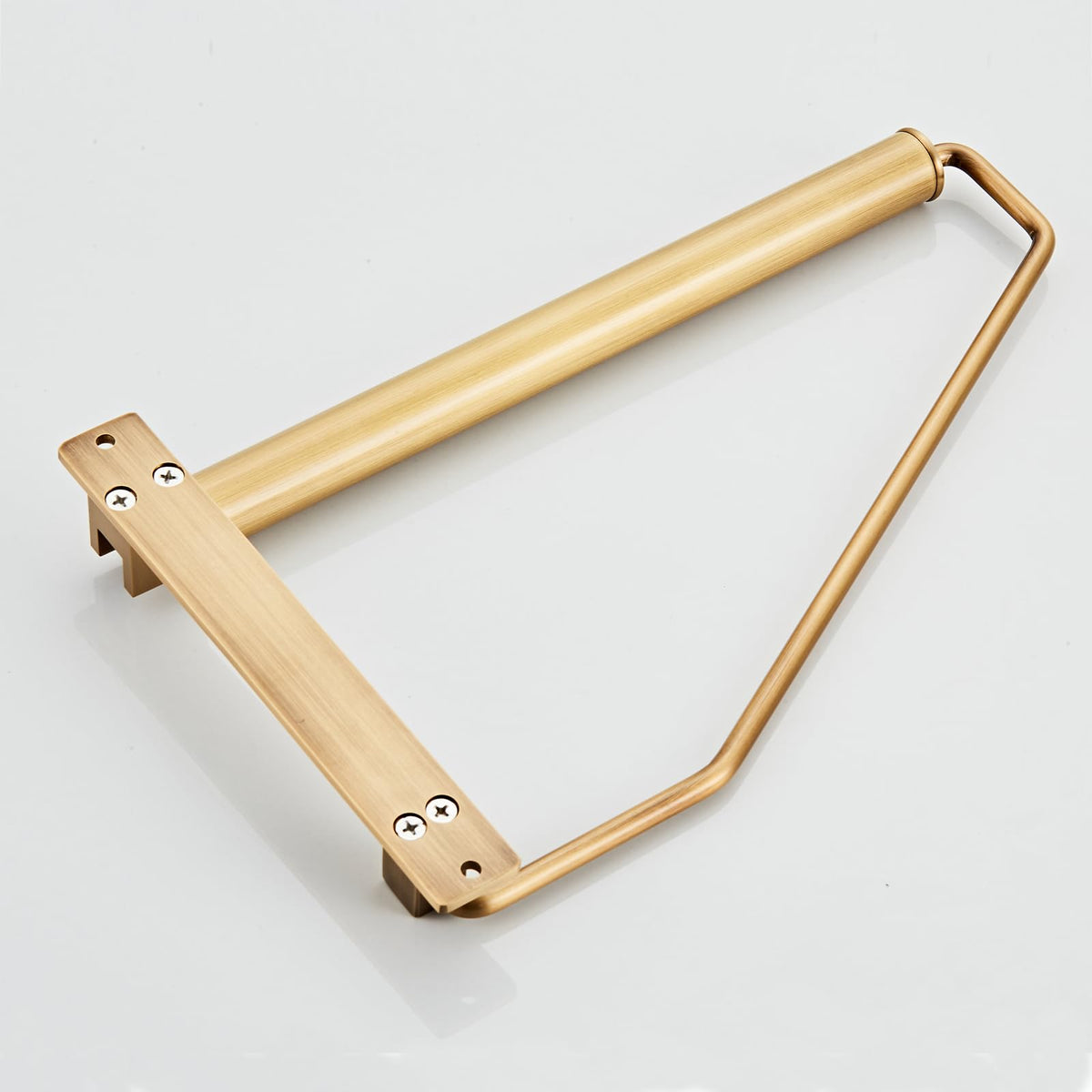 NEWRAIN Folding Wall Mounted Clothes Hanger Rack Clothes Hook Solid Brass with Swing Arm Holder Clothing Hanging System Closet Storage Organizer Heavy Duty Drying Rack Wall Mount,Brushed Gold Triangle Brushed Gold