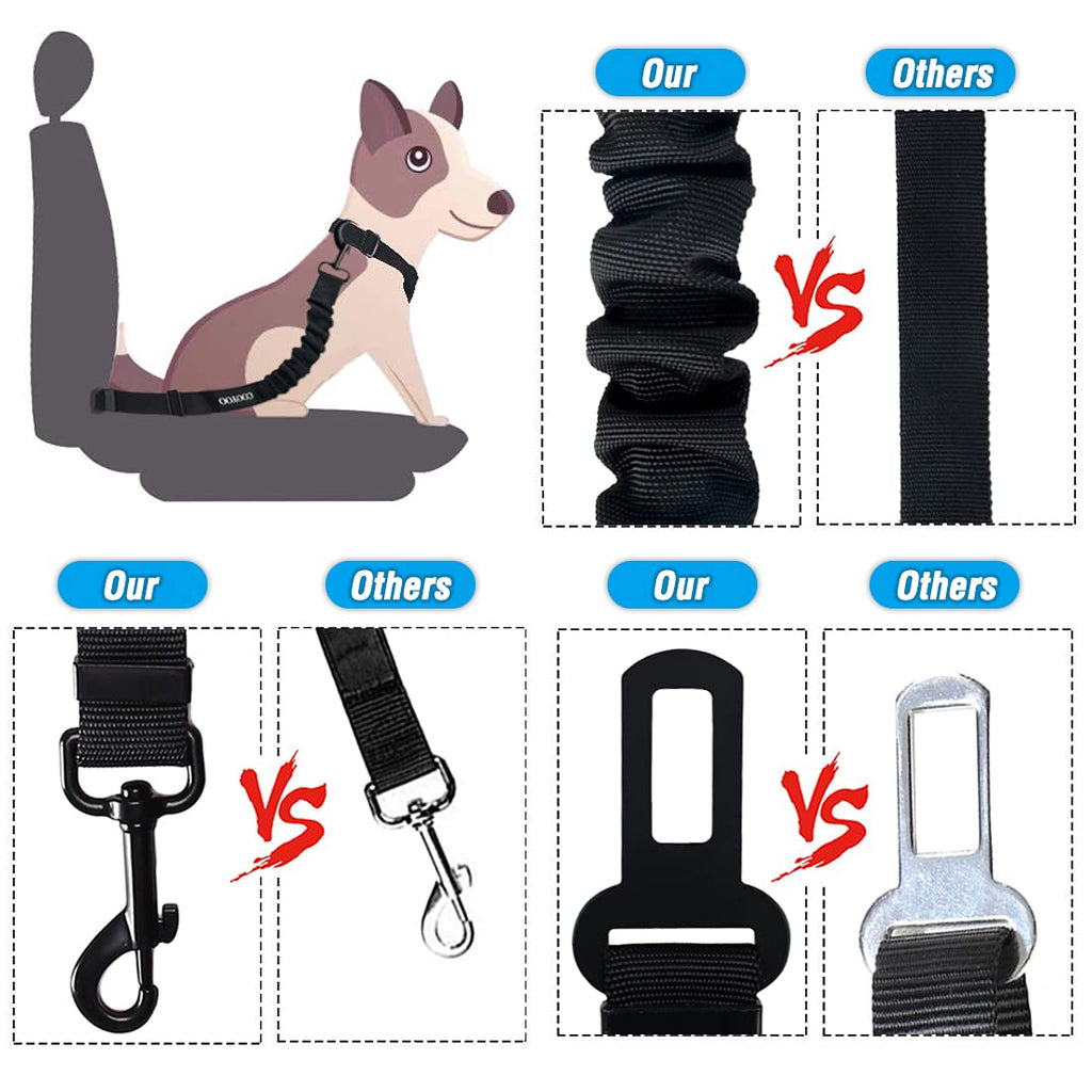 COOYOO Dog Seat Belt,3 Piece Set Retractable Car Harness Adjustable for...