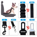 COOYOO Dog Seat Belt,3 Piece Set Retractable Dog Car Harness Adjustable for Vehicle Nylon Pet Safety Heavy Duty & Elastic Set 03-Black+Blue