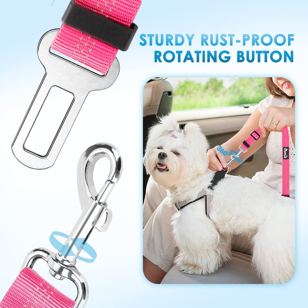 Lukovee Dog Car Seat Belt, 2 Pack, Headrest Restraint, Headrest A.Fluorescent Pink Headrest, 2 Pcs