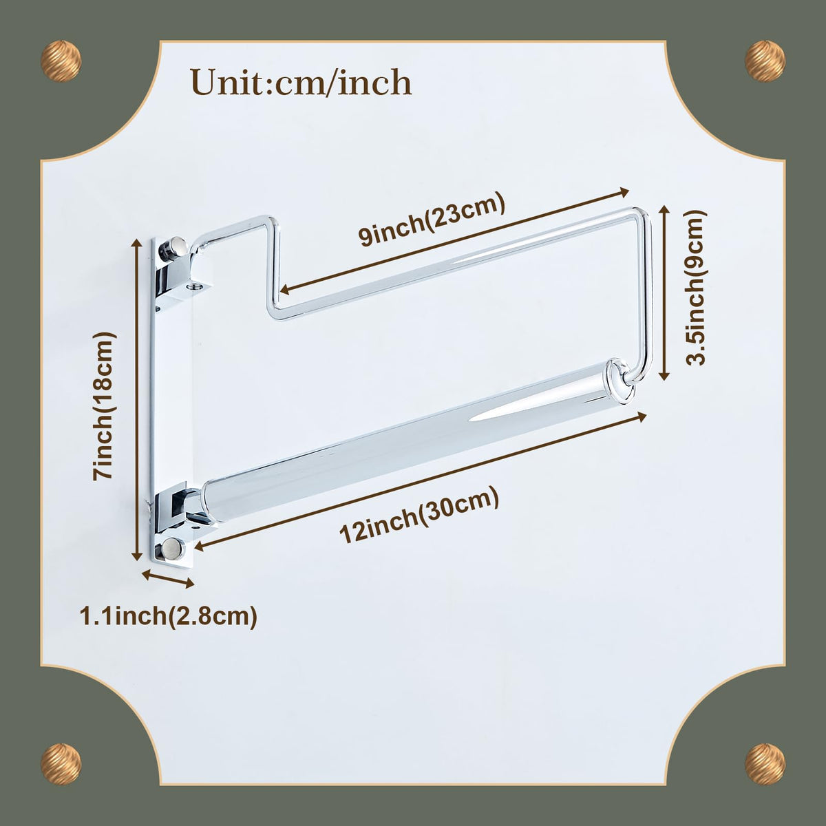 NEWRAIN Folding Wall Mounted Clothes Hanger Rack Clothes Hook Solid Brass with Swing Arm Holder Clothing Hanging System Closet Storage Organizer Heavy Duty Drying Rack Wall Mount,Brushed Gold Triangle Brushed Gold