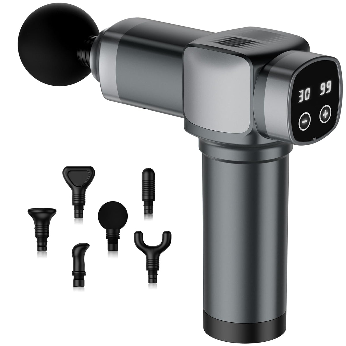 Deep Tissue Massage Gun, Portable Percussion Muscle Massager with 30 Speeds & 6 Attachments, Handheld Electric Back & Neck Massager for Pain Relief