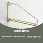 NEWRAIN Folding Wall Mounted Clothes Hanger Rack Clothes Hook Solid Brass with Swing Arm Holder Clothing Hanging System Closet Storage Organizer Heavy Duty Drying Rack Wall Mount,Brushed Gold Triangle Brushed Gold