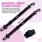 COOYOO Dog Seat Belt,3 Piece Set Retractable Dog Car Harness Adjustable for Vehicle Nylon Pet Safety Heavy Duty & Elastic Set 03-Black+Blue