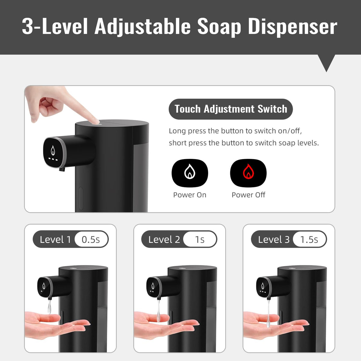 Automatic Liquid Soap Dispenser Touchless, USB Rechargeable Smart Hand Soap Dispenser, 13.5oz/400ml, 3-Level Adjustable, Compatible with Thick Thin Dish Soap for Bathroom Kitchen, Clog-Free (Gold) Gold