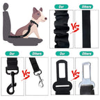 COOYOO Dog Seat Belt,3 Piece Set Retractable Dog Car Harness Adjustable for Vehicle Nylon Pet Safety Heavy Duty & Elastic Set 03-Black+Blue