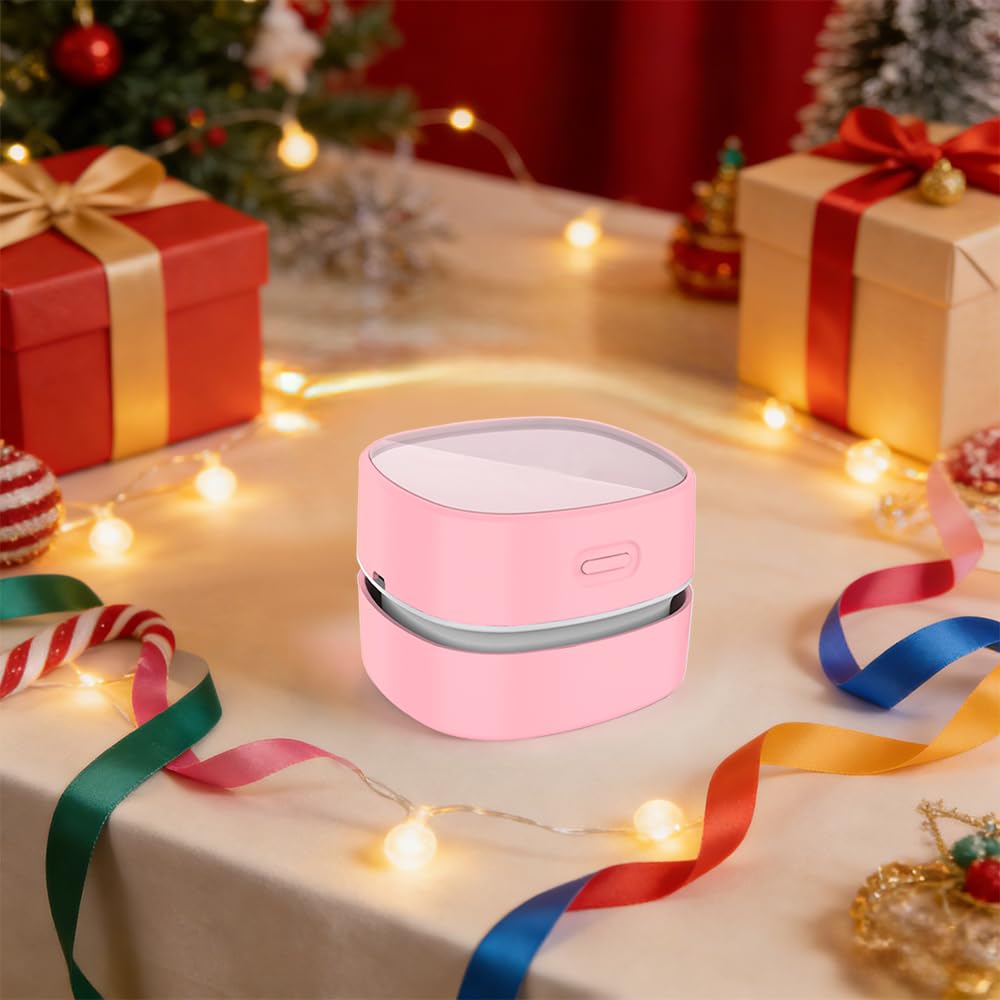 ODISTAR Mini Desktop Vacuum Cleaner for Table Dust (Pink AA Battery) Pink