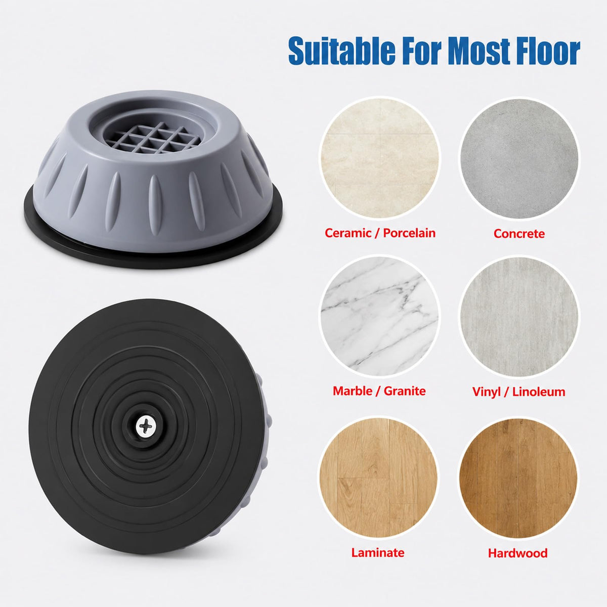 4 Pcs Anti Vibration Pads for Washing Machine Reduce Noise Rubber Feet Pads
